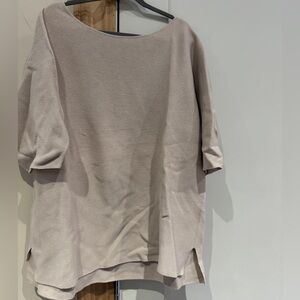 Relaxed Boatneck Tunic Top in Light Taupe